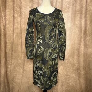 Peruvian Connections Rocaille Print Knit Sweater Dress Long Sleeve Renaissance